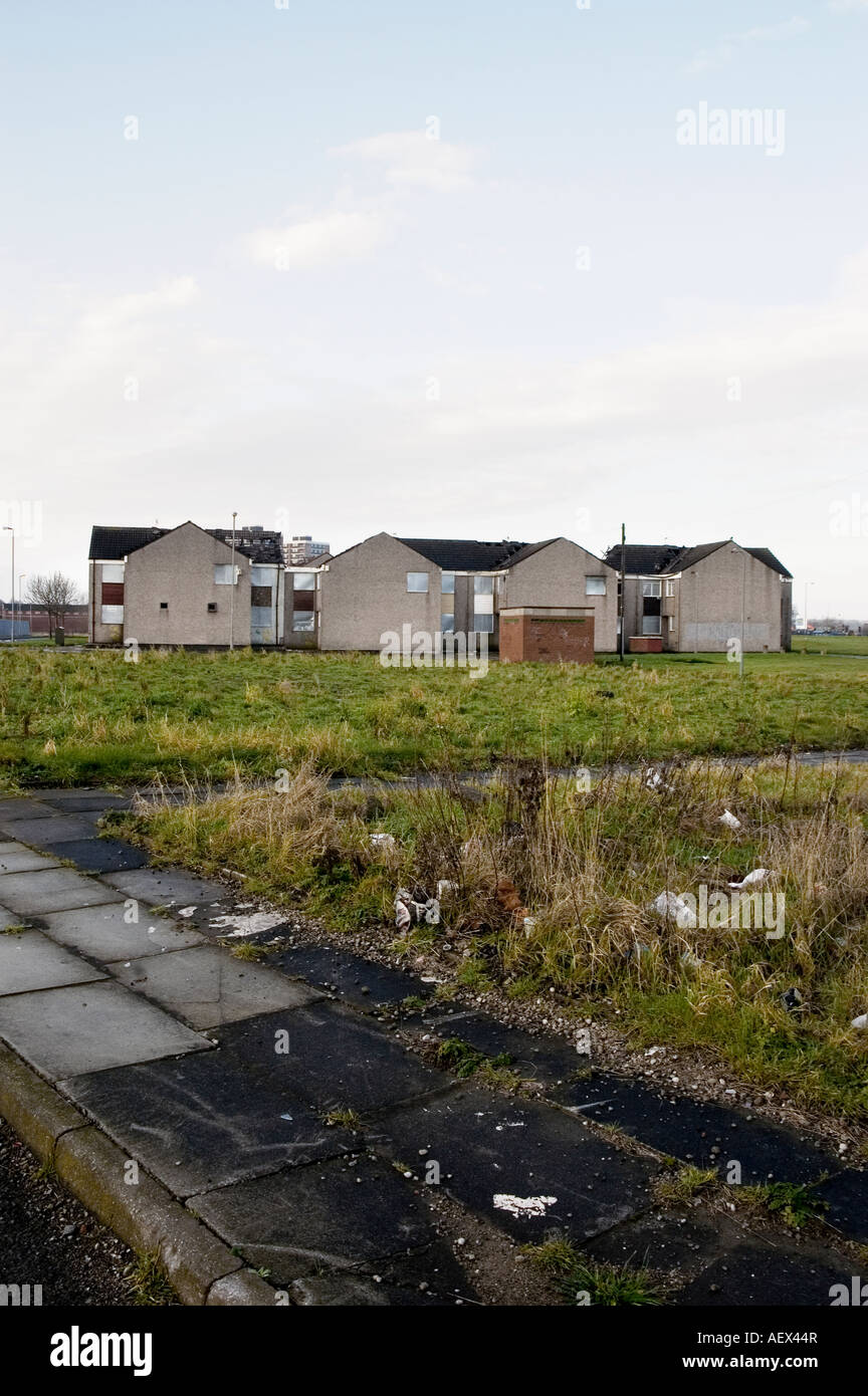 Derelict homes on council housing estate in Croxteth, Liverpool Stock