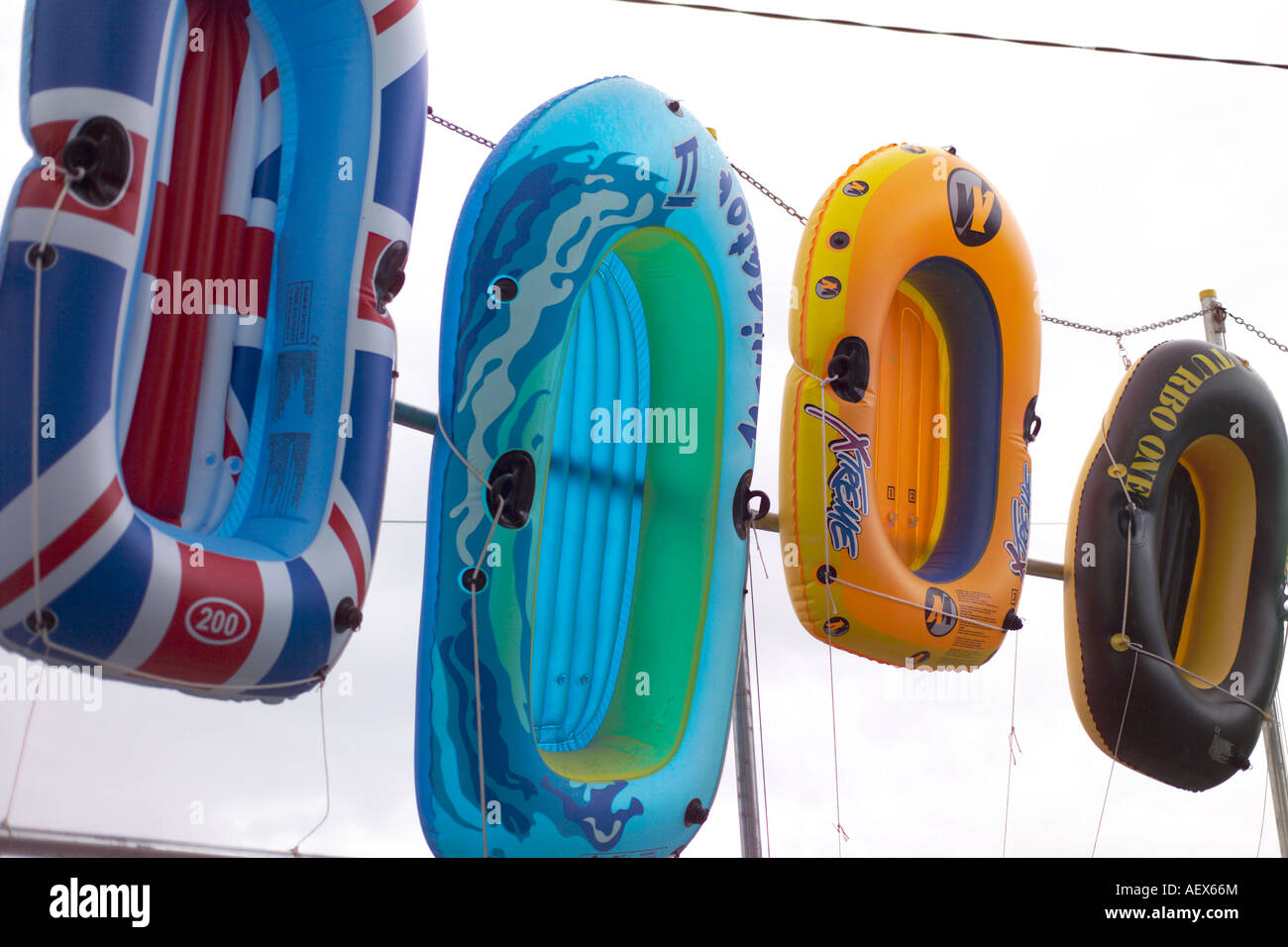 Inflatable rubber dinghies for sale Stock Photo Alamy