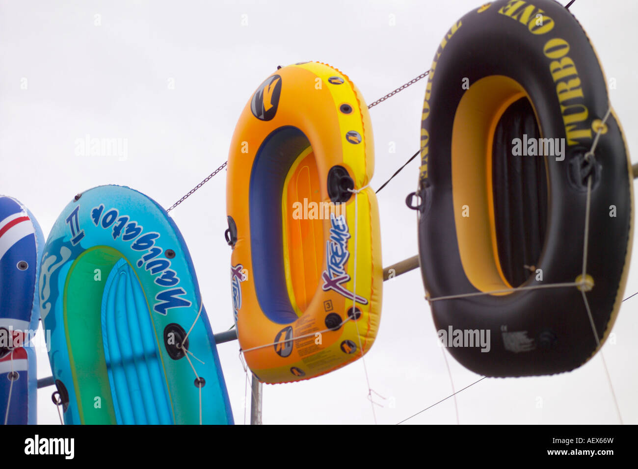 Inflatable rubber dinghies for sale Stock Photo Alamy