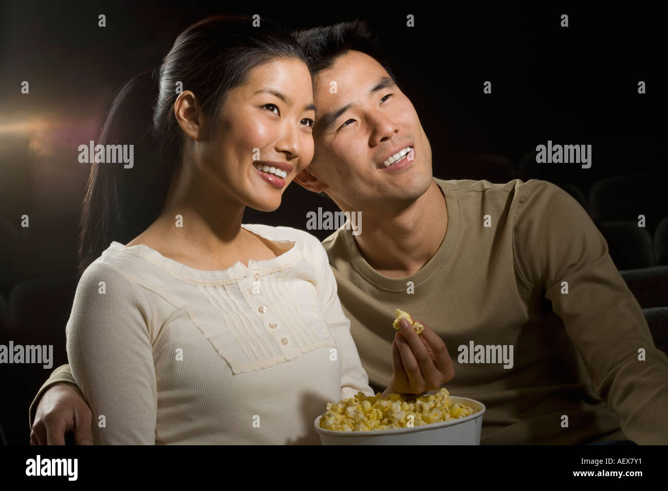 Couple watching a movie Stock Photo