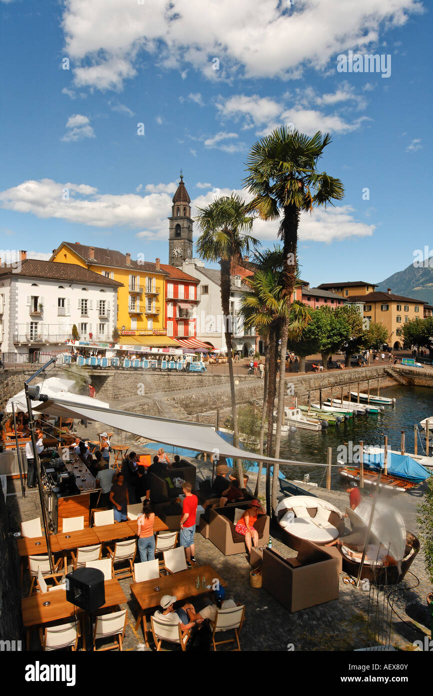 Switzerland Ticino Ascona Lounge at lake promenade Stock Photo Alamy
