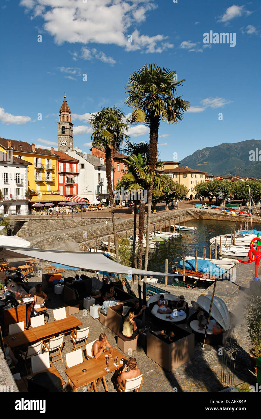 Switzerland Ticino Ascona Lounge at lake promenade Stock Photo Alamy