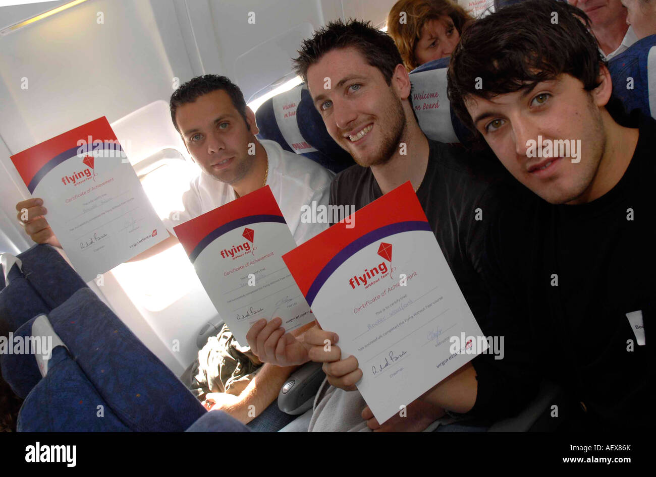Participants in the Flying Without Fear course organised by Virgin Airlines Stock Photo