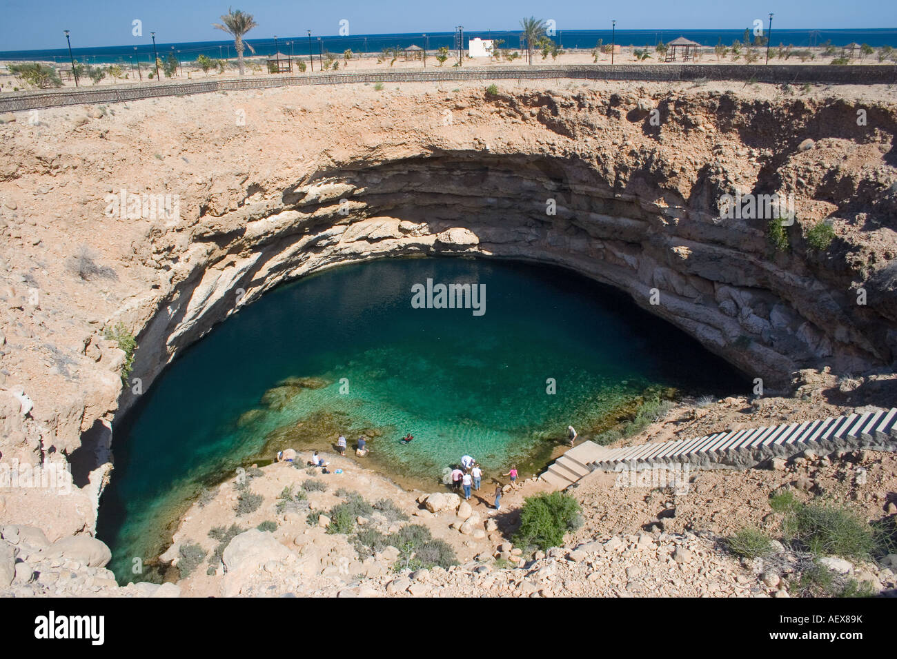 Sink hole at Bima Oman Stock Photo