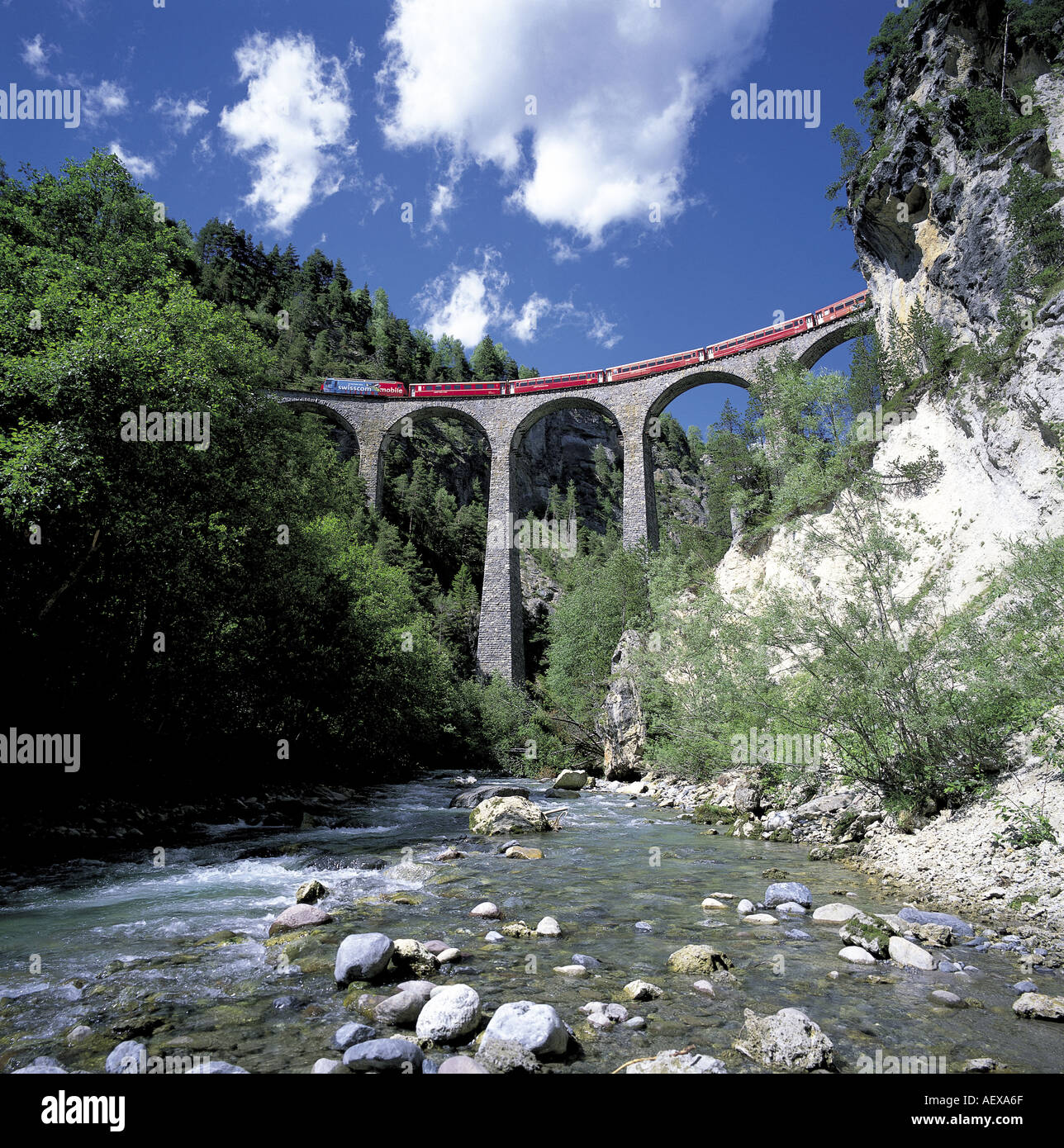 Filisur Pass Glacier Express and Landwasser Viaduct FILISUR SWITZERLAND Stock Photo ...