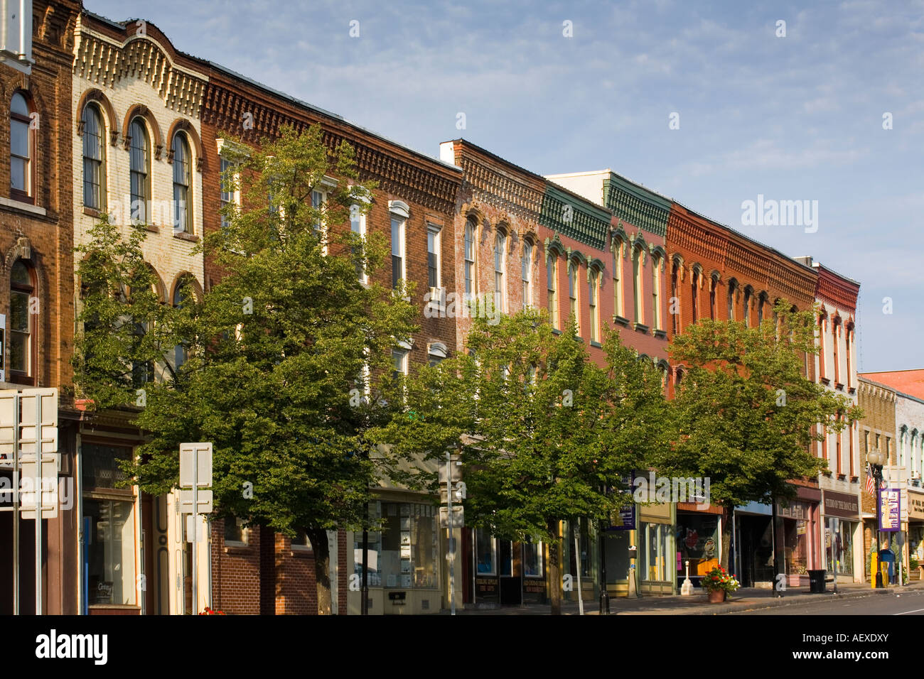 Business District Fall St Seneca Falls NY near Cayuga Lake Finger Lakes Stock Photo