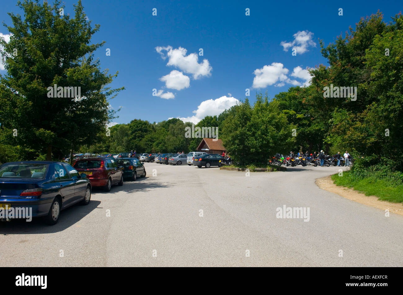 Road to Newlands Corner carpark near Guildford Surrey UK Stock Photo