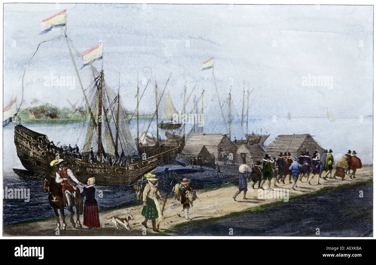 Pilgrims depart on the Speedwell from Delfshaven Netherlands to join