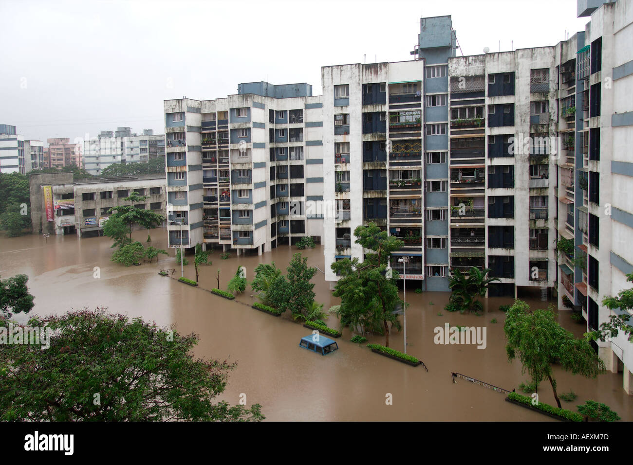 Monsoon world record rain in Kalyan Bombay India Stock Photo