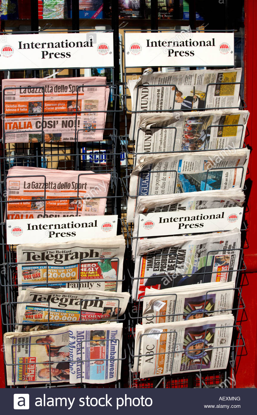 International Newspaper stand Stock Photo