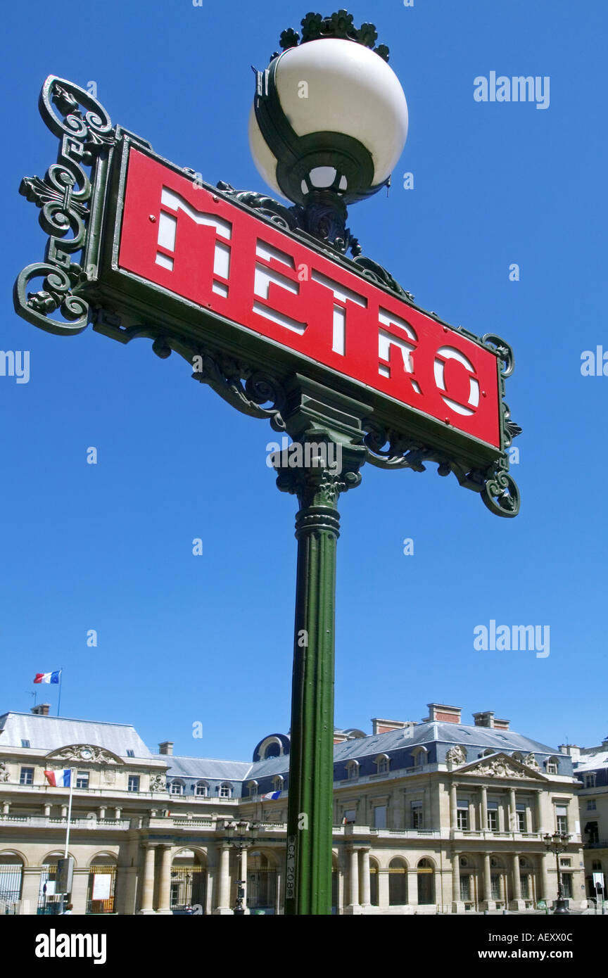 France - Metro Louvre Rivoli station in front on the Conseil d Etat building at Paris Stock Photo