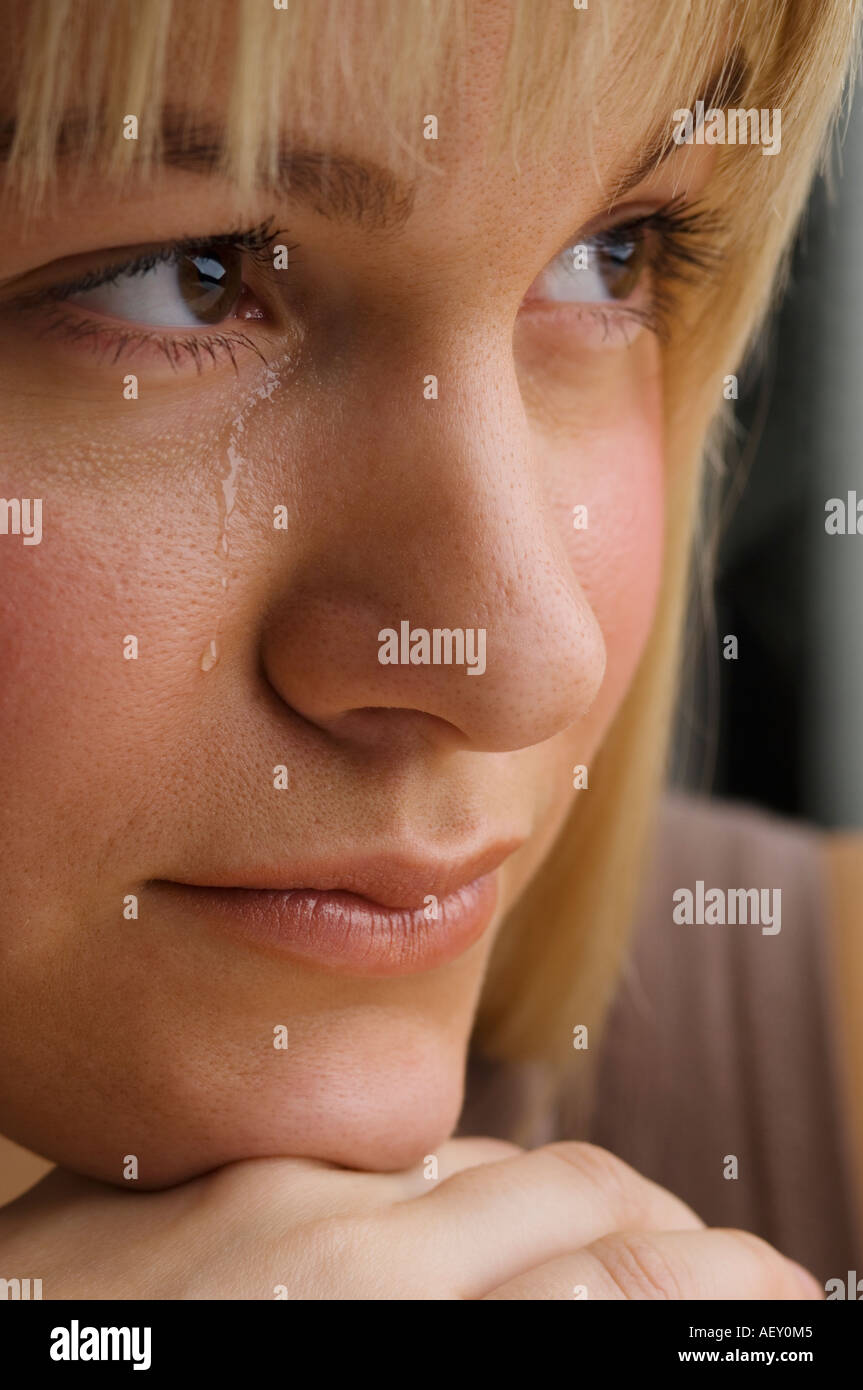 Close up of woman crying Stock Photo
