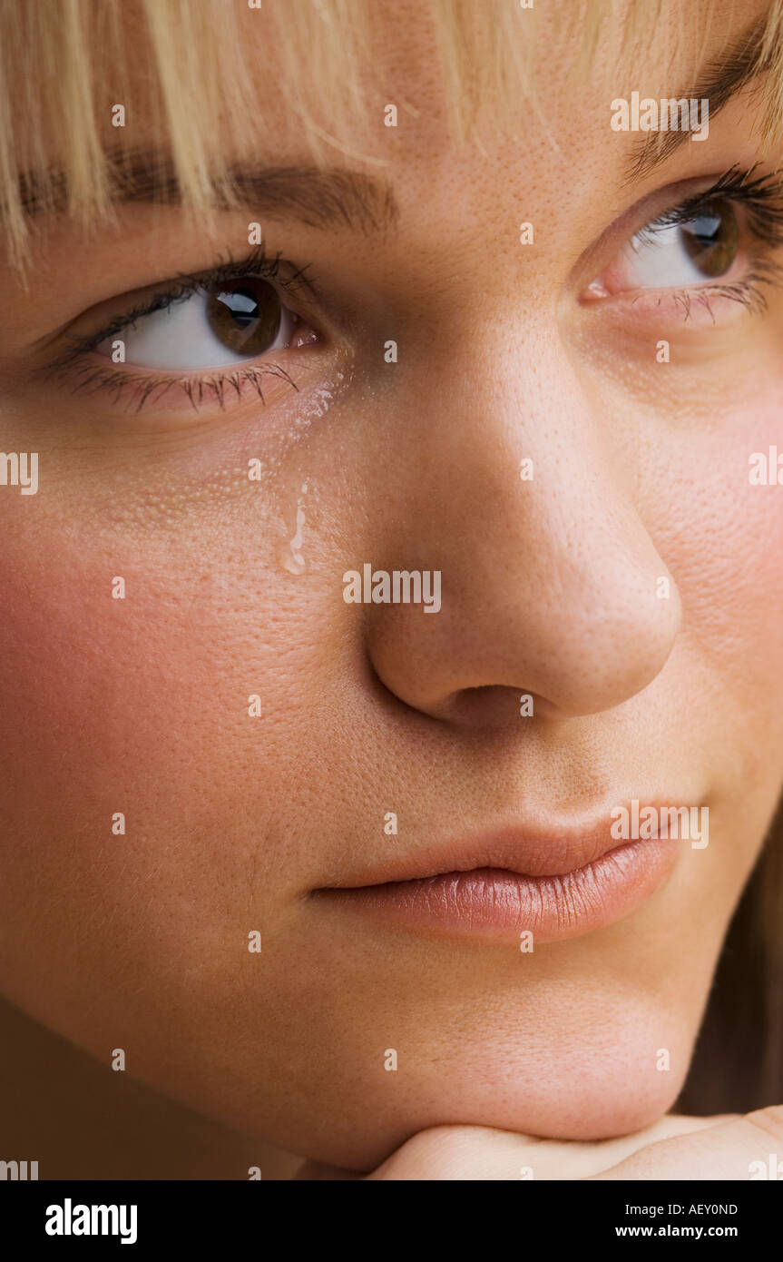 Close up of woman crying Stock Photo