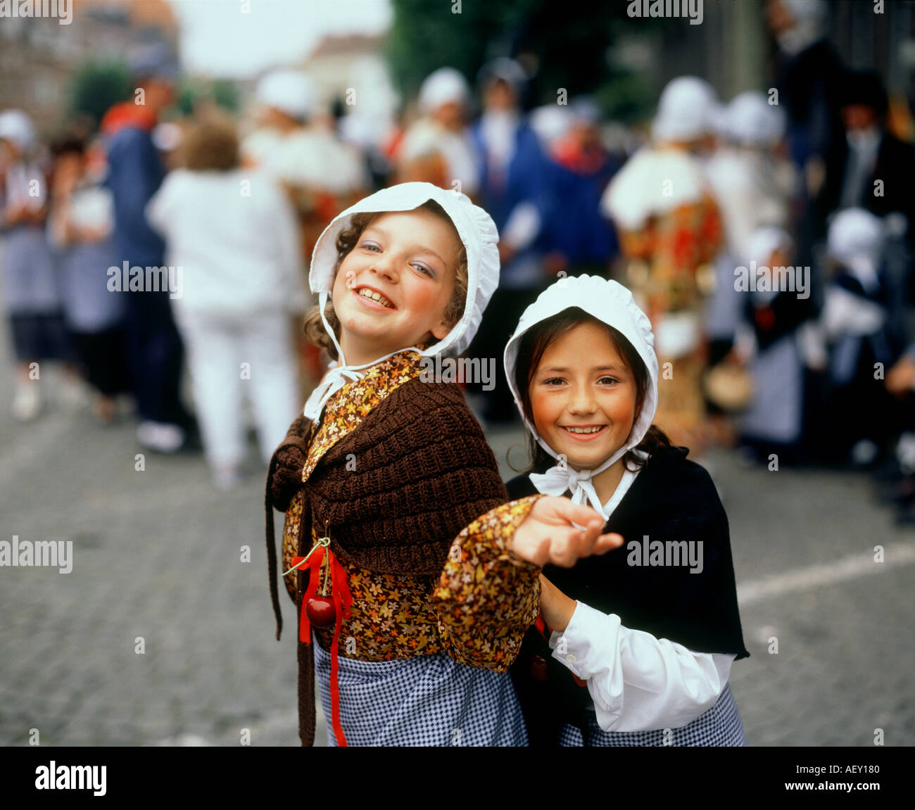 Girls in National Costume TOURNAI Region BELGIUM Stock Photo - Alamy