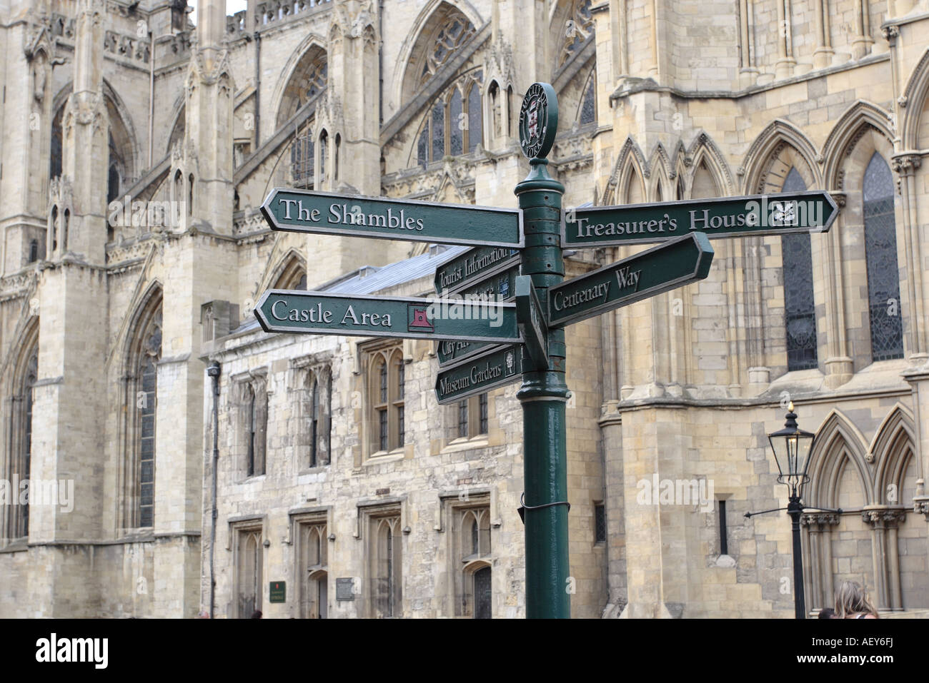 Direction signs outside York Minster Yorkshire Stock Photo Alamy