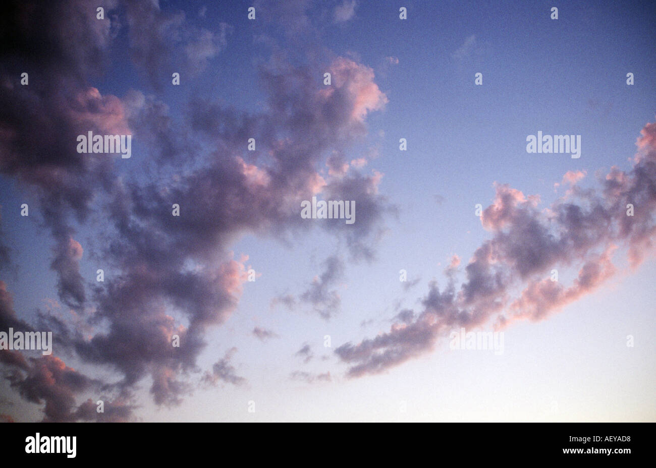 Pink clouds in blue sky Stock Photo
