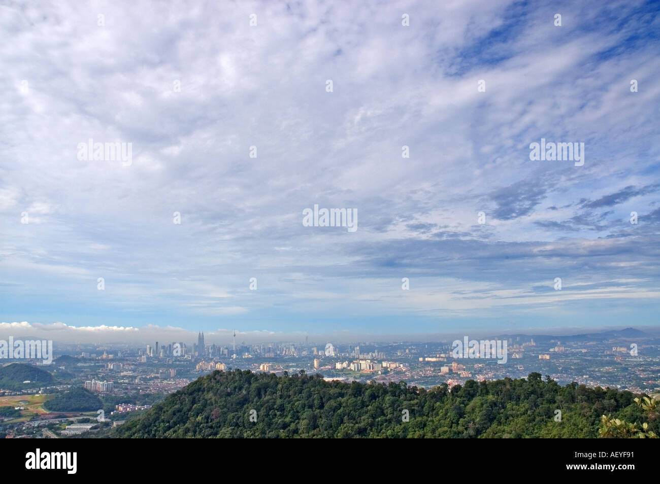 View of Kuala Lumpur city from Bukit Tabur quartz ridge in Selangor, Malaysia Stock Photo
