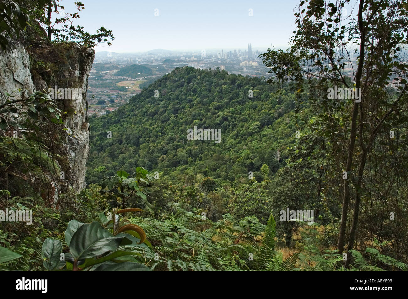 View of Kuala Lumpur from Bukit Tabur quartz ridge Stock Photo