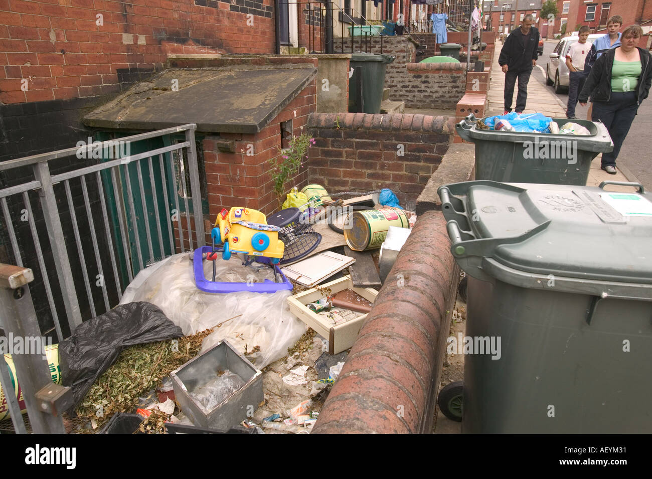 trash and rubbish in an Asian family s front garden in beeston Leeds a