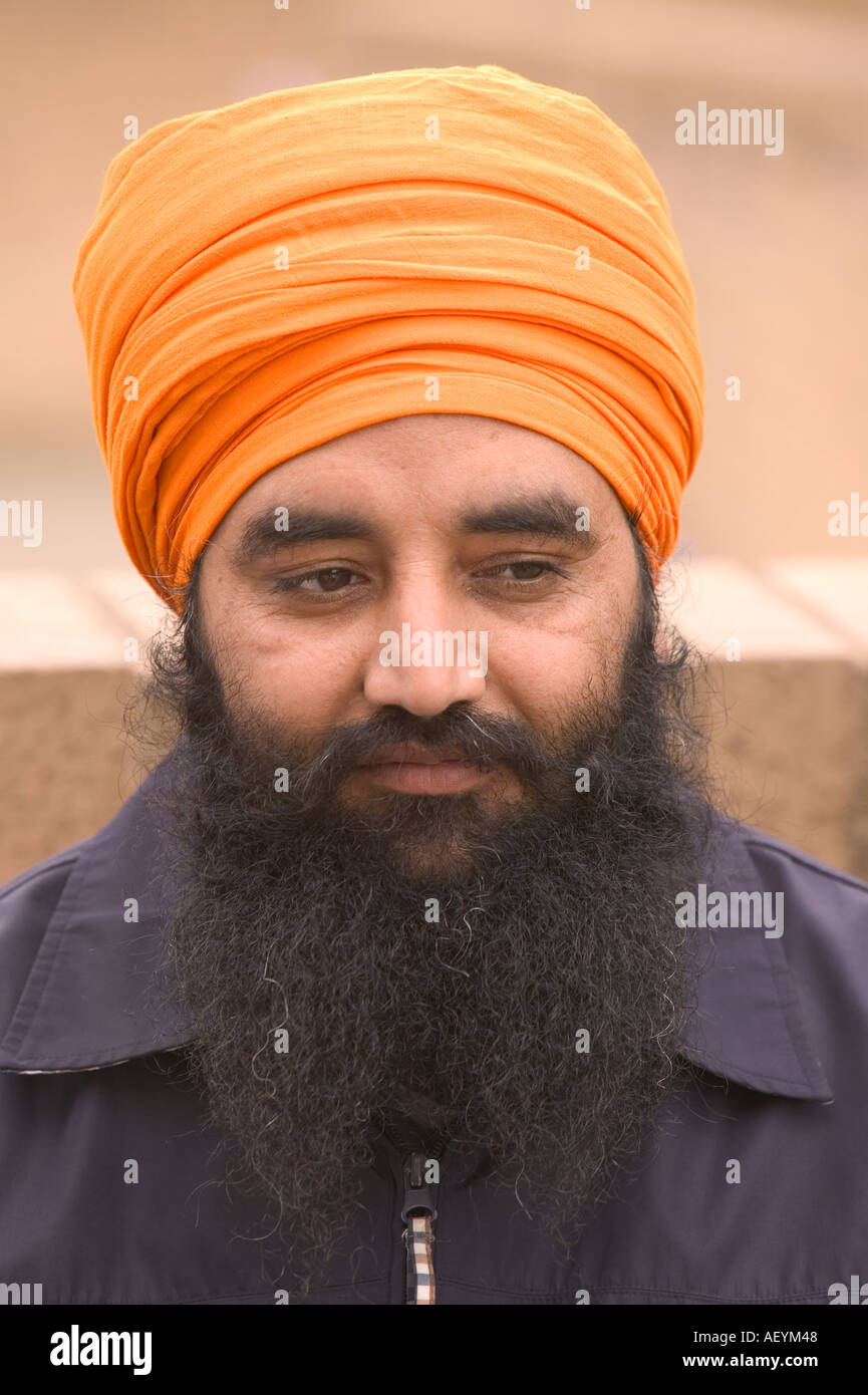 a sikh gentleman wearing a turban outside the sikh temple in Chapeltown