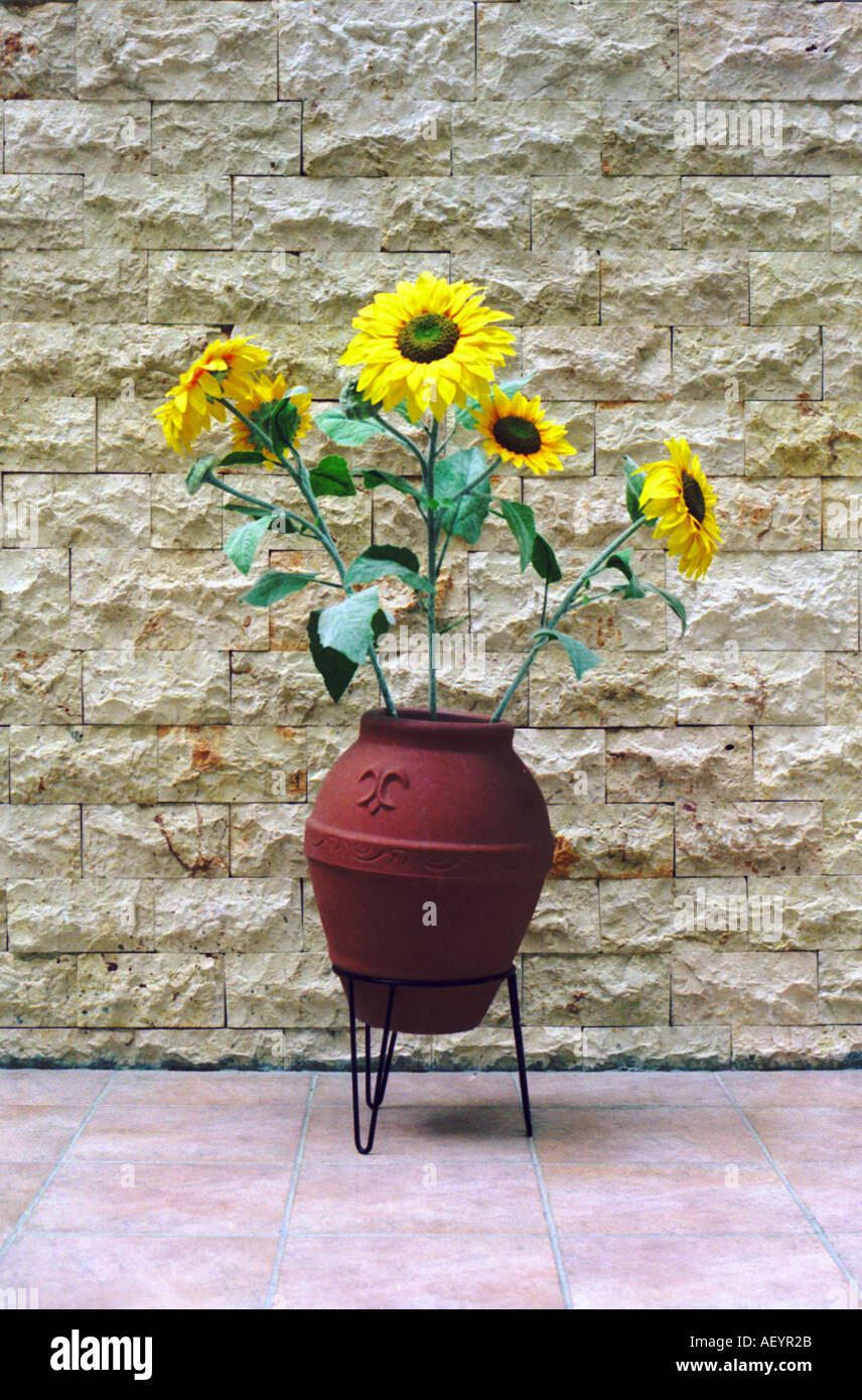 Artificial Sunflower plant in hotel lobby Stock Photo Alamy