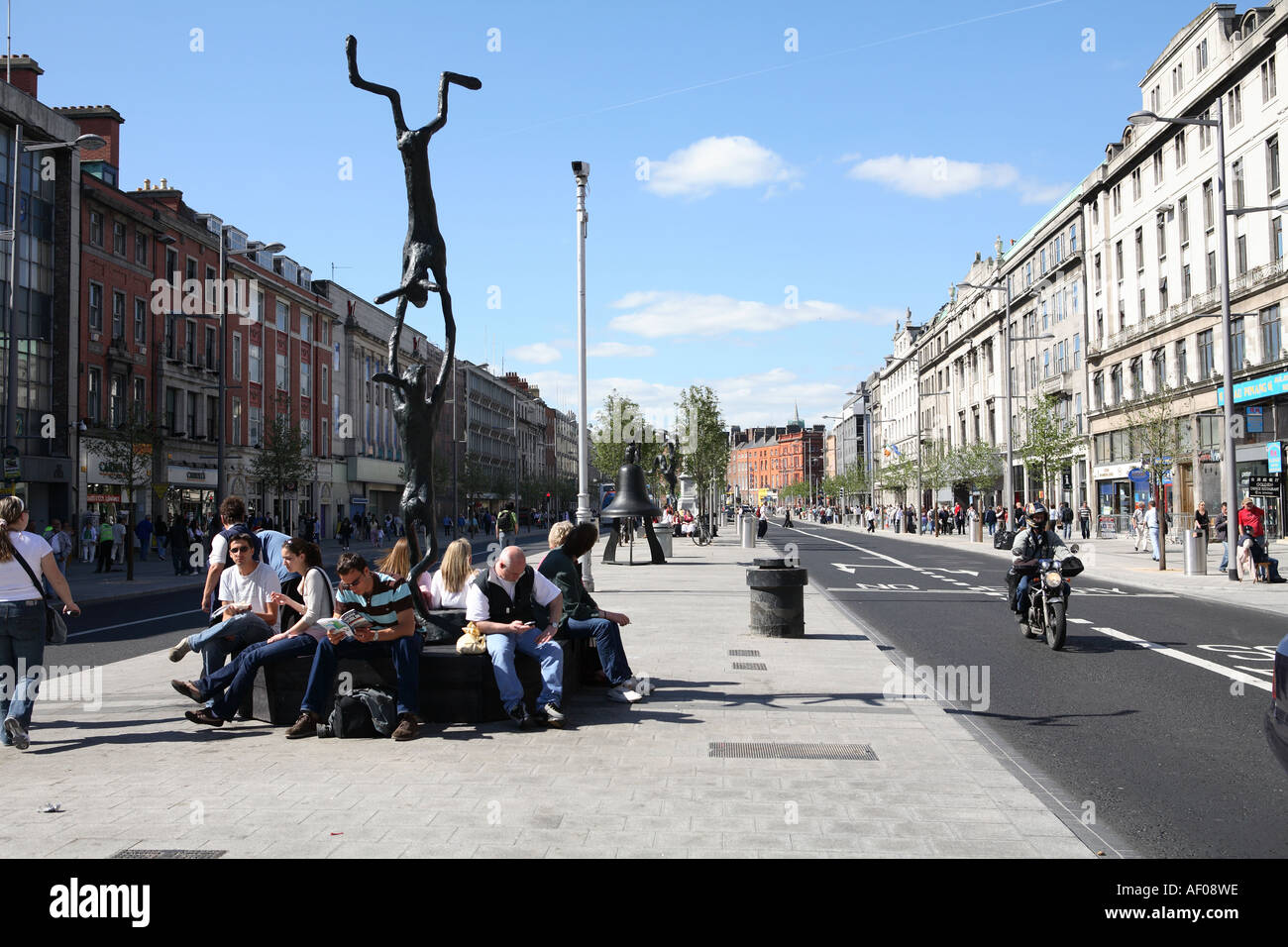 Statue in O'Connell Street, Dublin by sculptor Barry Flanagan Stock Photo