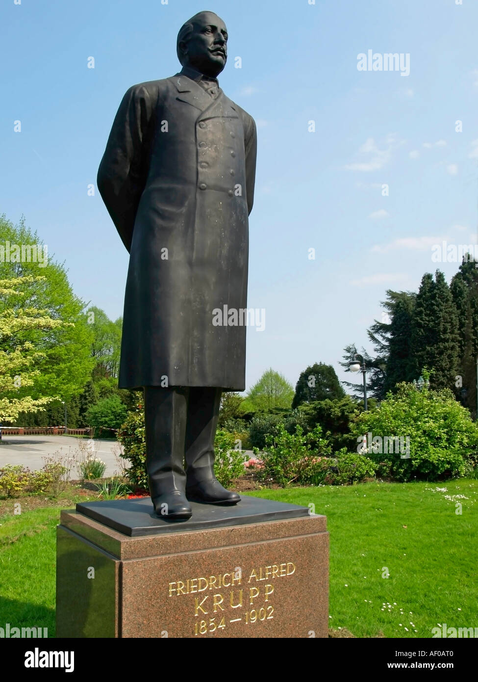 statue of Friedrich Alfred Krupp by the Villa Hügel Stock Photo