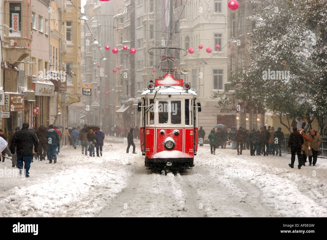 Trolley in Beyoglu to Taksim Square, Istanbul, Turkey Stock Photo