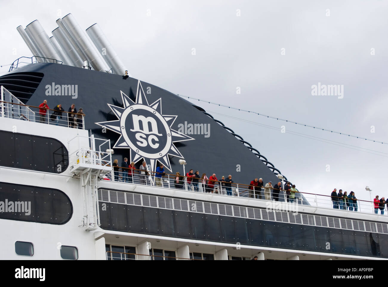 Cruise liner MSC OPERA docking in Oslo harbour, Norway August 2007 Stock Photo