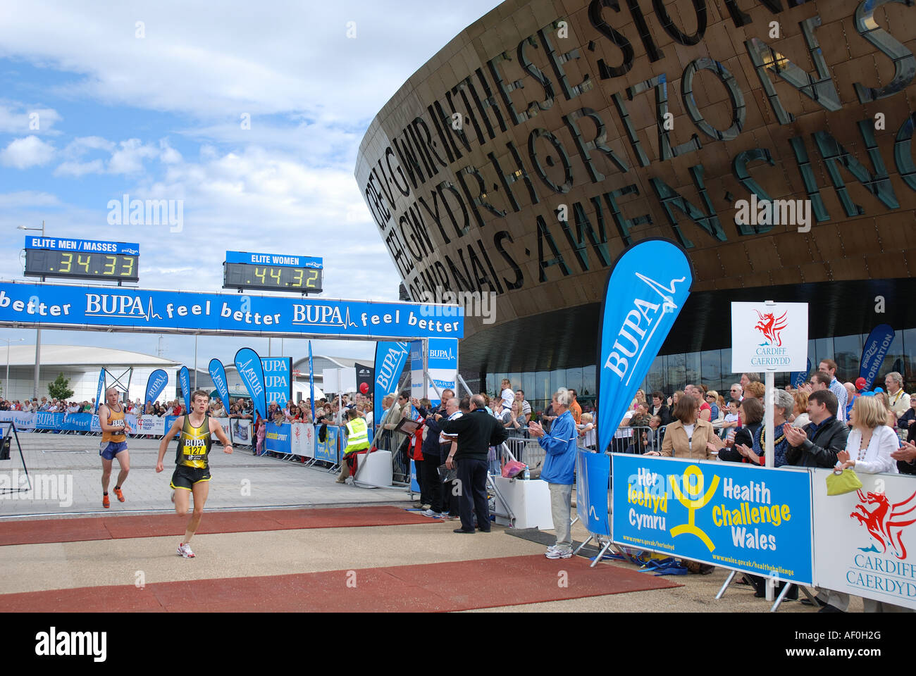 Runners Completing the Great Welsh Run Cardiff Bay South Wales UK Stock Photo