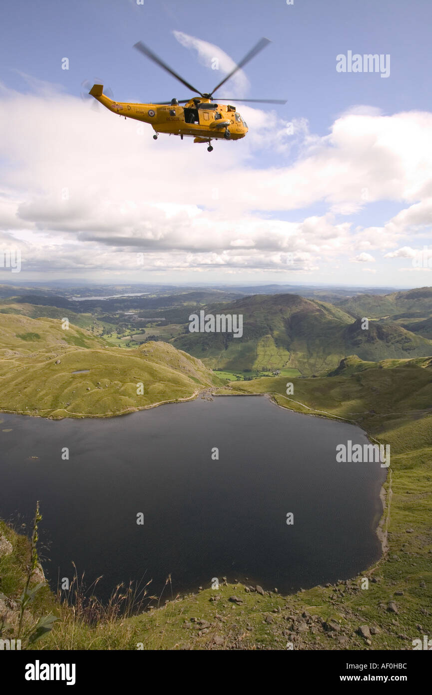an RAF Sea King helicopter evacuates an injured clo imber from Jacks ...
