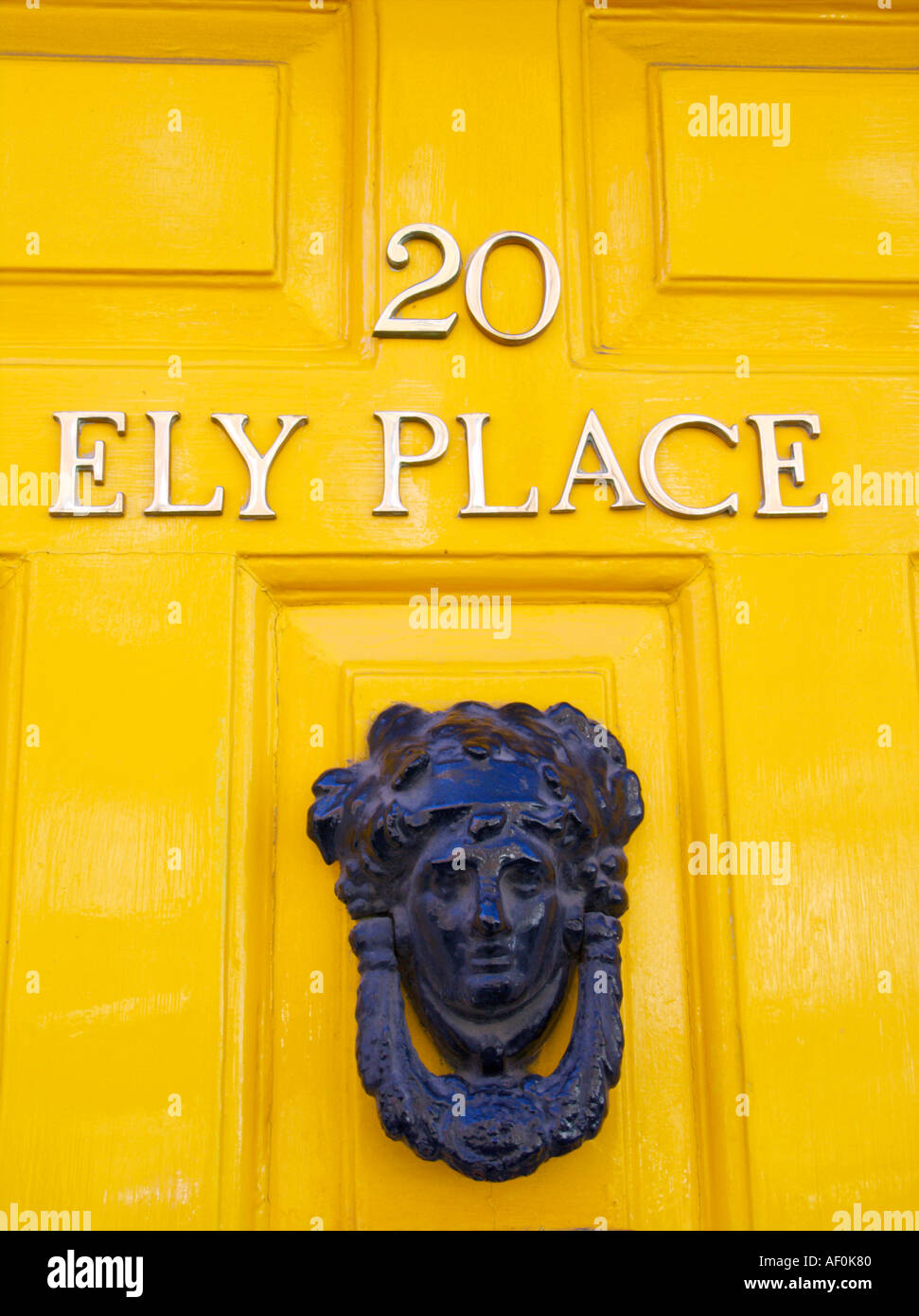 Brass door knocker on Georgian House in central Dublin Stock Photo