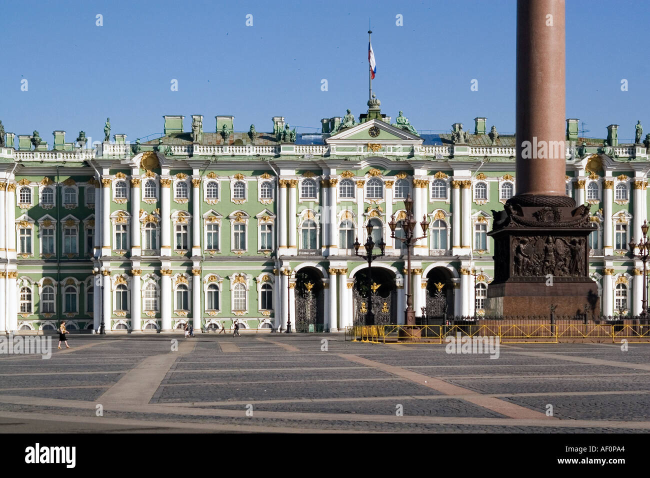 Hermitage Palace and square including the base of the Alexander Column the Winter Palace St Petersburg Russia 2005 Stock Photo