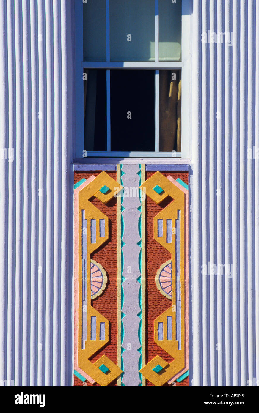 Art Deco detail close up. Florida architecture design on the exterior ...