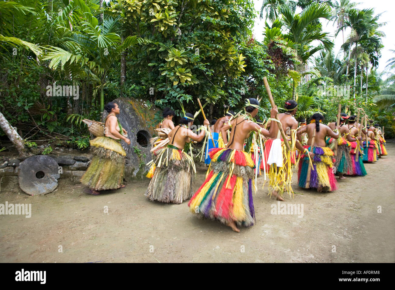 Stick Dance in Kaday Village a traditional village Yap Stock Photo