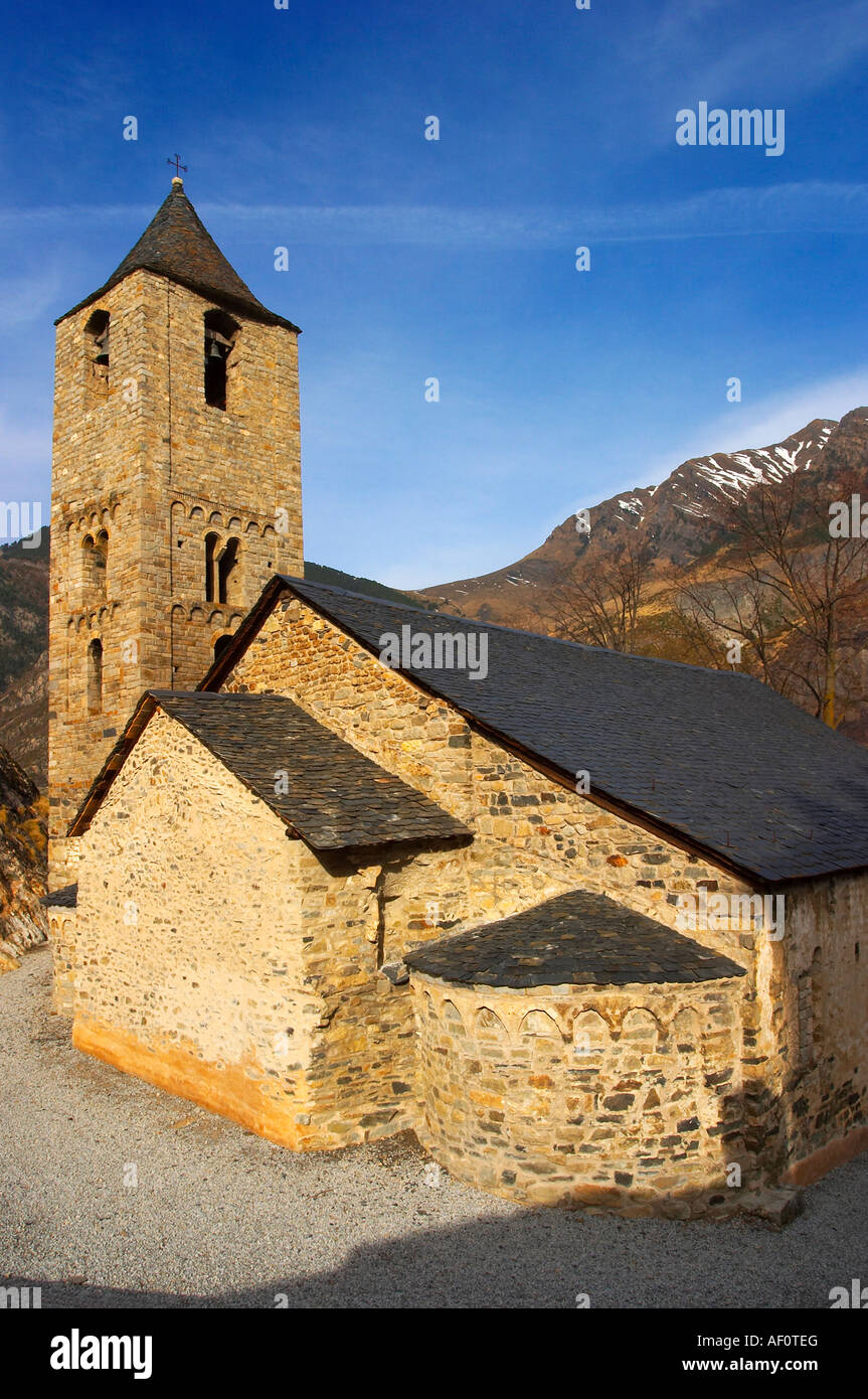 Iglesia de Sant Joan de Boí. Valle de Boi, Ribagorça, Lleida España Sant Joan de Boi Church. Boi Valley, Lleida Spain Stock Photo