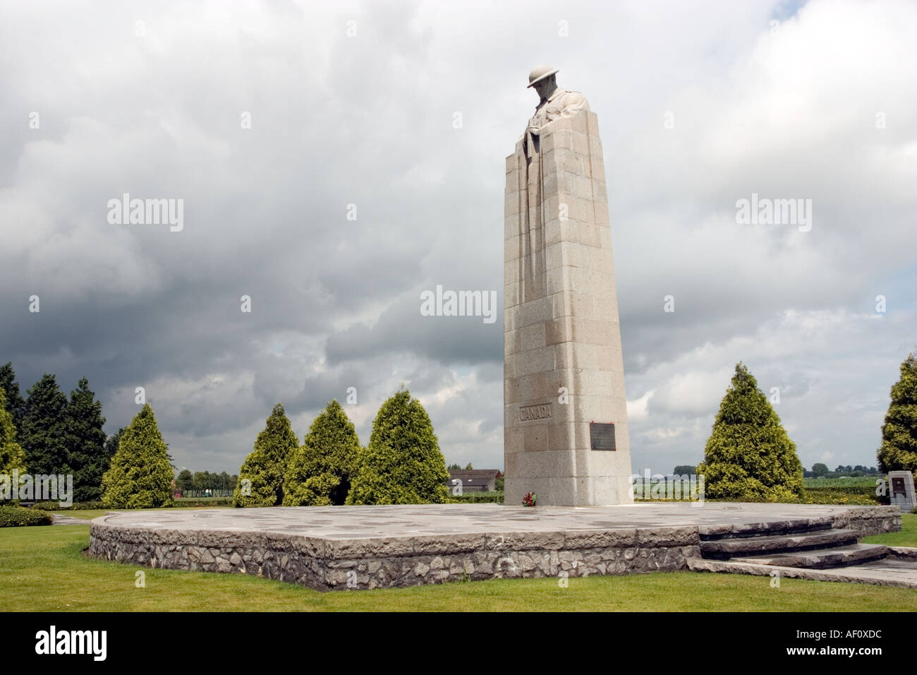 St Julien Memorial to WW1 Canadian soldiers who died in first gas attacks of the Great War St Juliaan Belgium Stock Photo