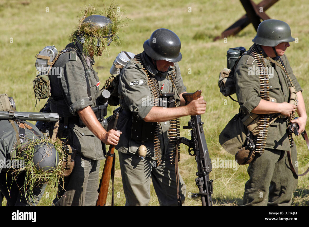 Men in a re enactment group dressed as German Army Infantry soldiers Stock Photo