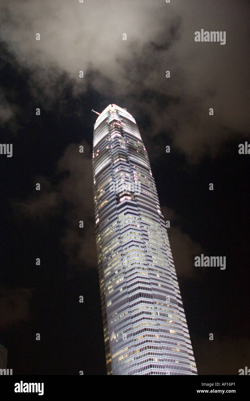 Two Ifc Illuminated giant skyscraper Two International Finance Centre towers ...