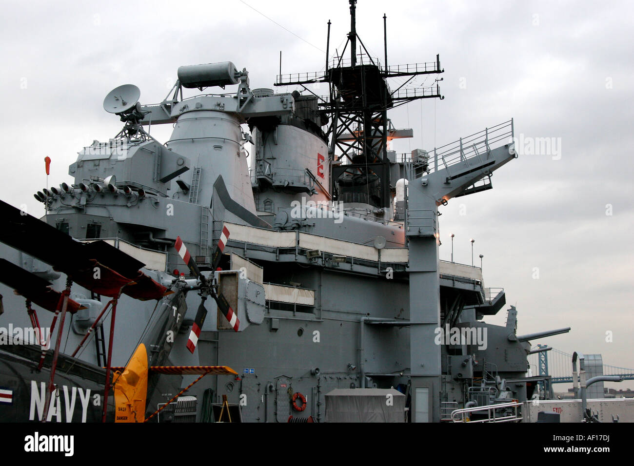 USS New Jersey BB 62 is one of the four battleships of the Iowa class  details from the side of the ship from the helo port Stock Photo - Alamy