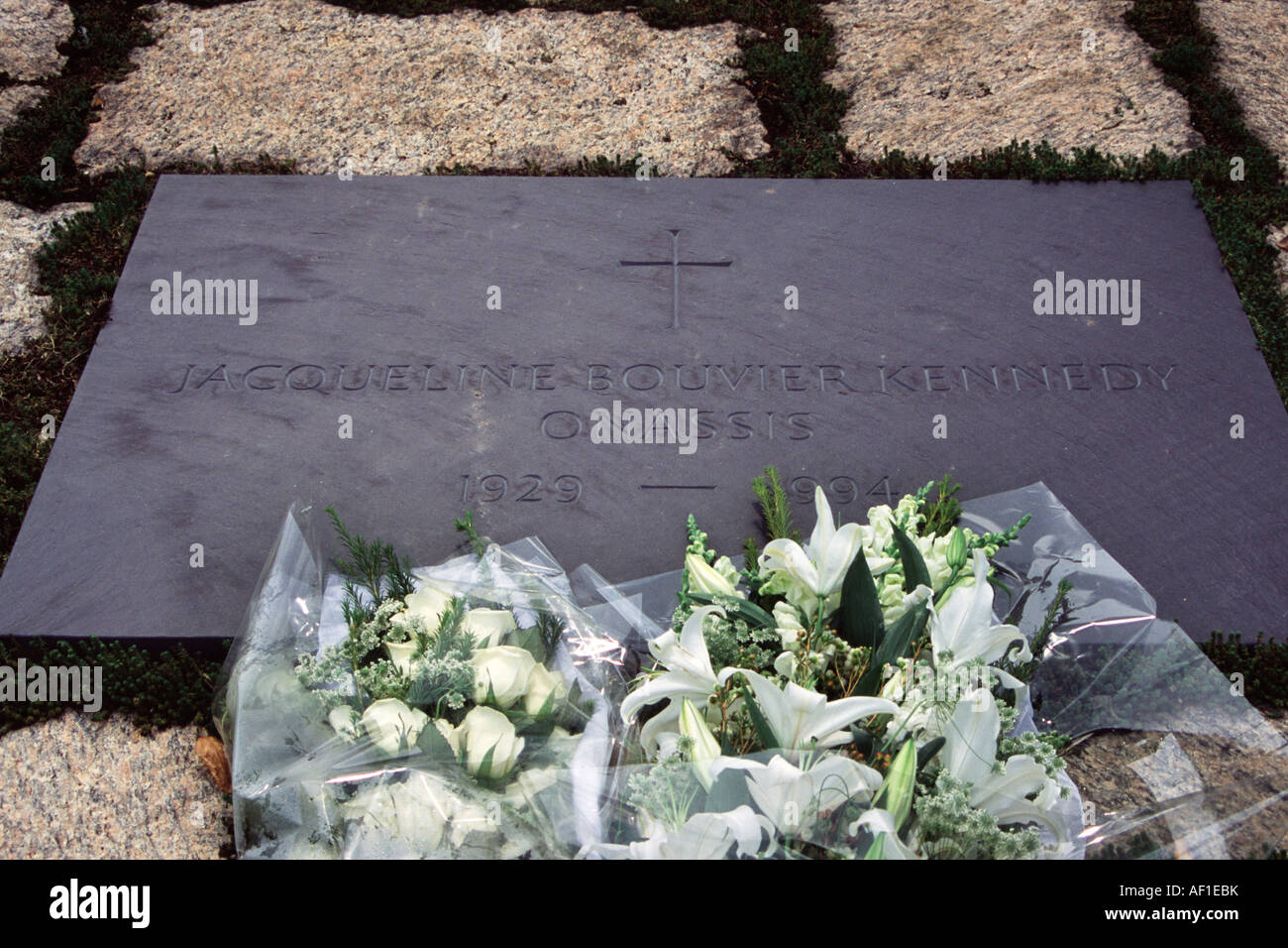 Jacqueline Bouvier Kennedy Onassis grave, Arlington National Cemetery, Virginia, USA Stock Photo