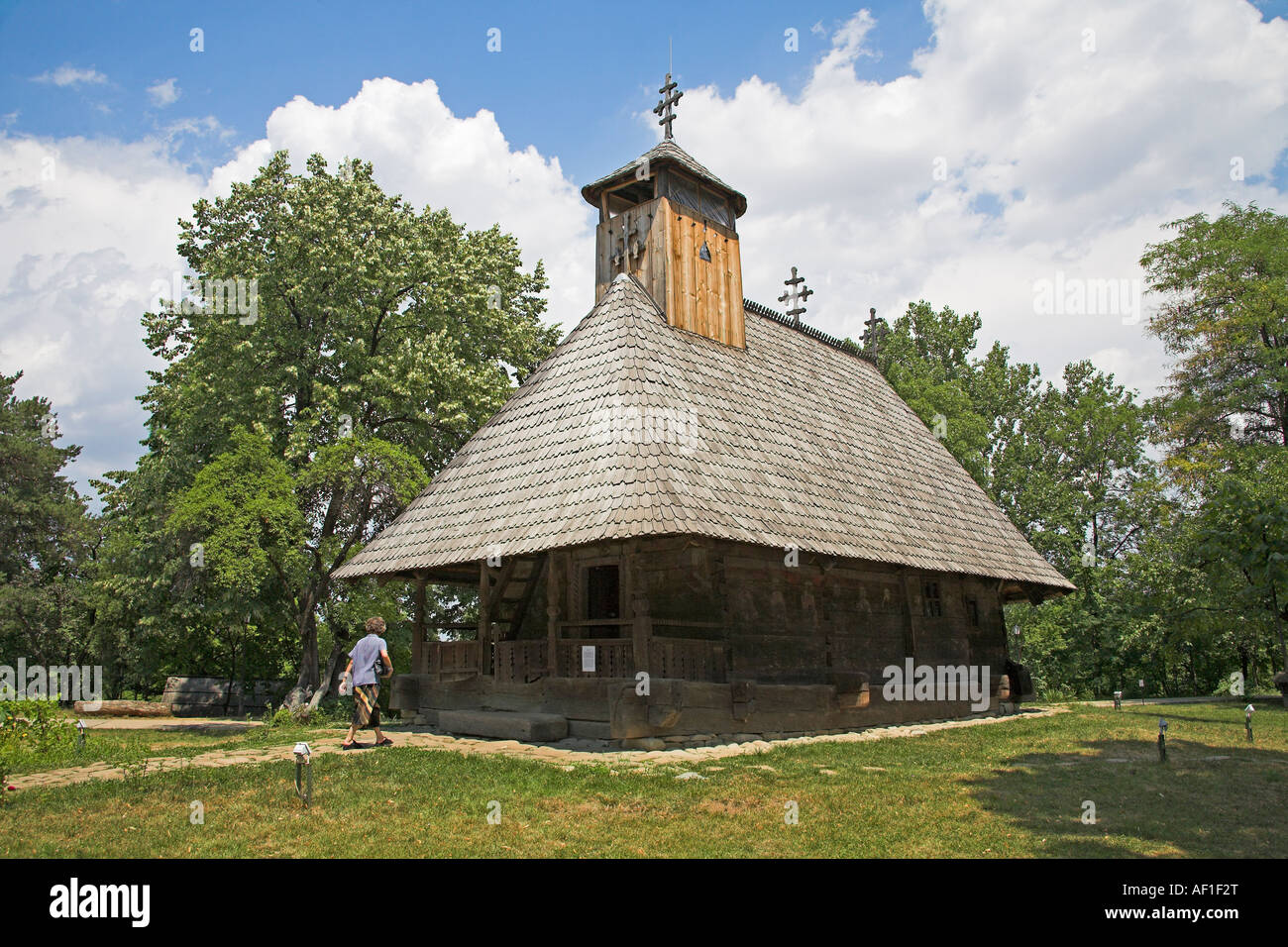 Timiseni Church, Muzeul National al Satului Dimitrie Gusti, Ethnographic Village Museum, Bucharest, Romania Stock Photo