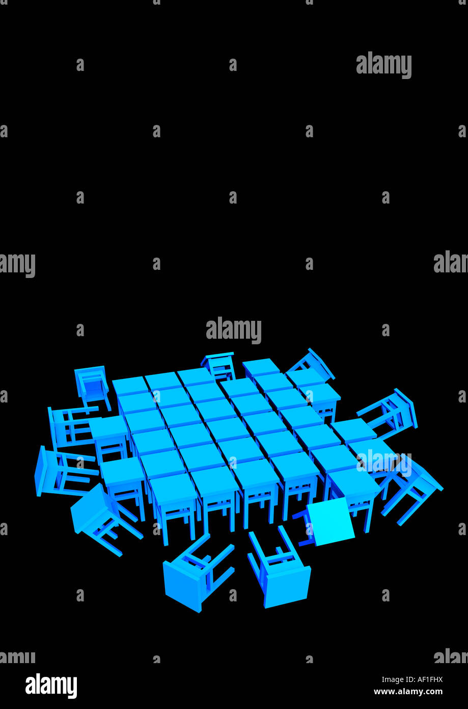 The blue stools 3D Stock Photo