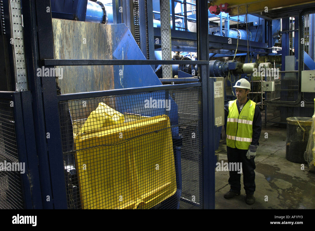 toxic waste is loaded into the gasification plant at Compact Power in Avonmouth Nr Bristol