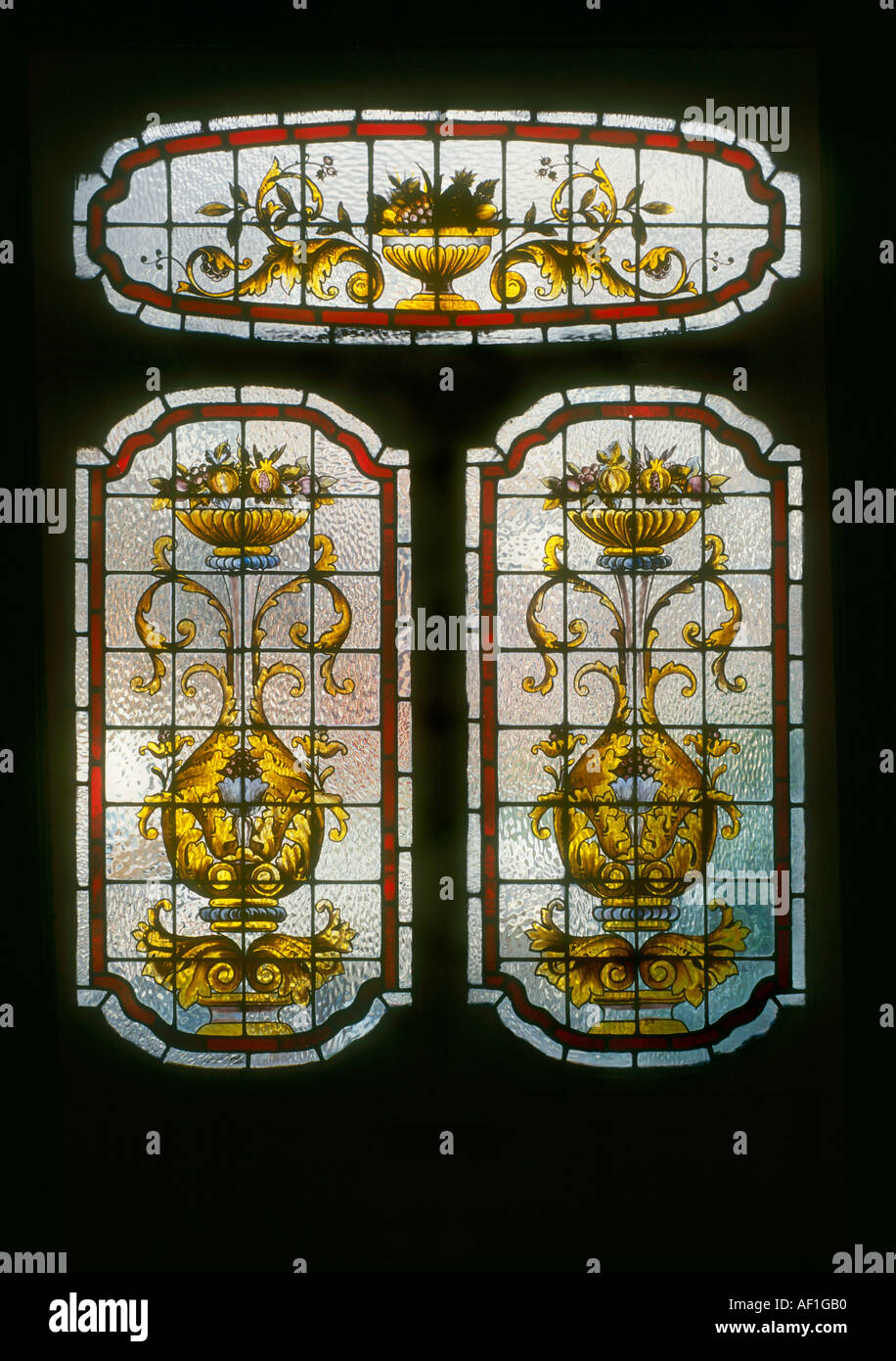 Victorian Stained Glass front door British Housing London Stock Photo