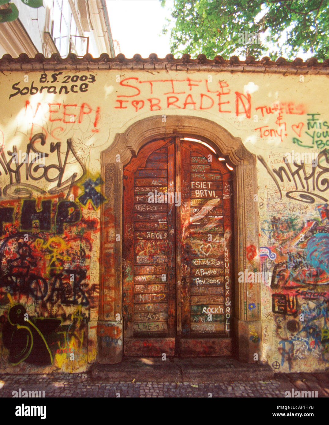 The graffiti covered John Lennon Wall in Prague Stock Photo Alamy