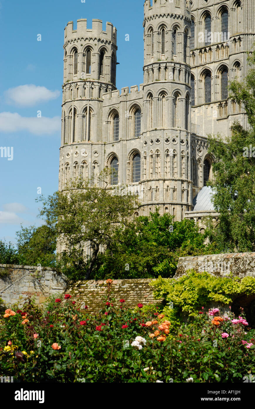 Ely Cathedral South West Transept and monastic gardens Cambridgeshire England Stock Photo