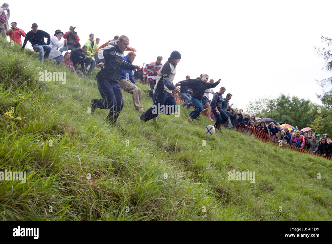 Coopers Hill Cheese Rolling event on the Cotswolds at Brockworth