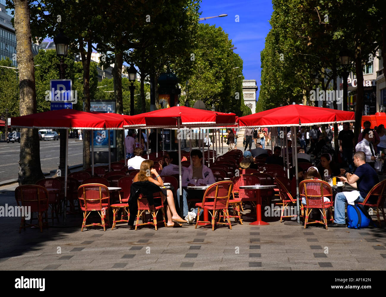 Cafe on the Champs Elysees Paris Stock Photo
