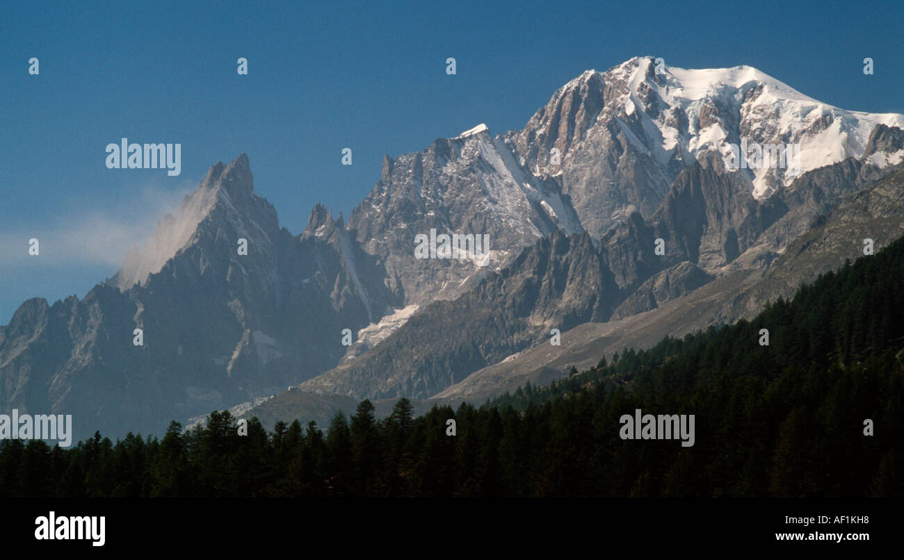 The colossal south face of Mont Blanc towers above Val Veni in the ...